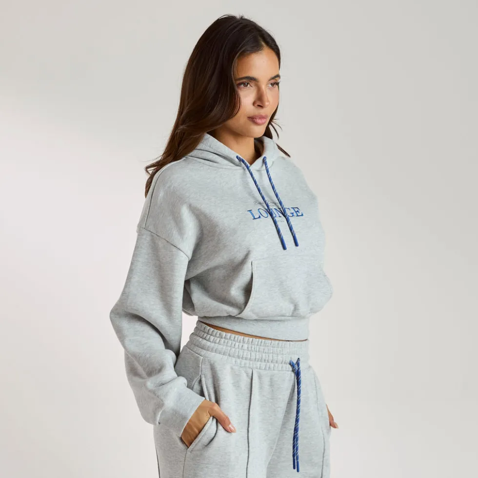Sweat à Capuche Court - Gris chiné