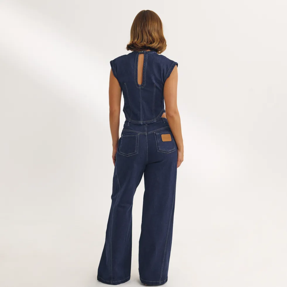 Top Ajusté en Denim - Indigo