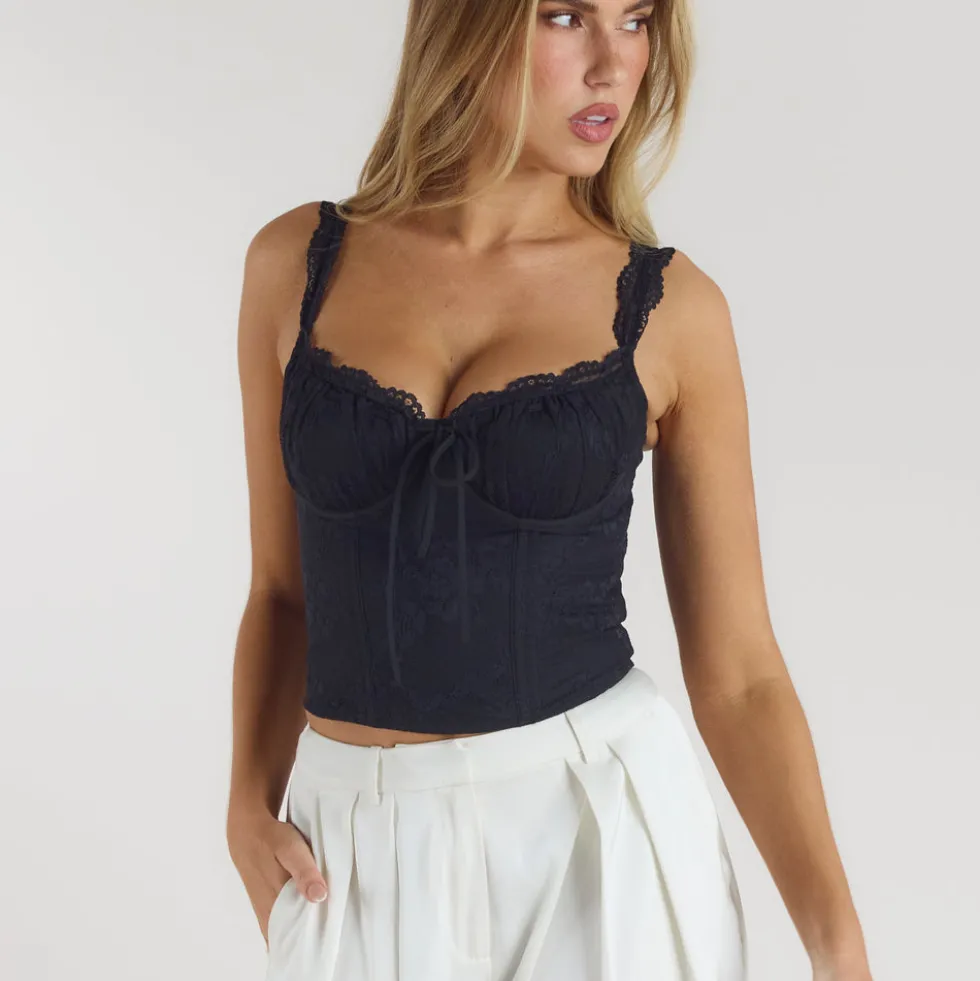Top Corset Blossom - Noir