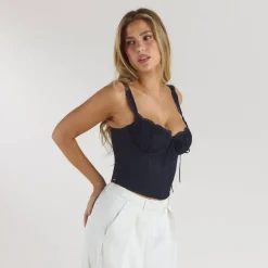 Top Corset Blossom - Noir