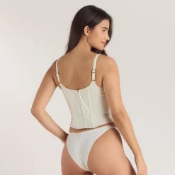 Top Corset à Motif Floral - Crème au beurre