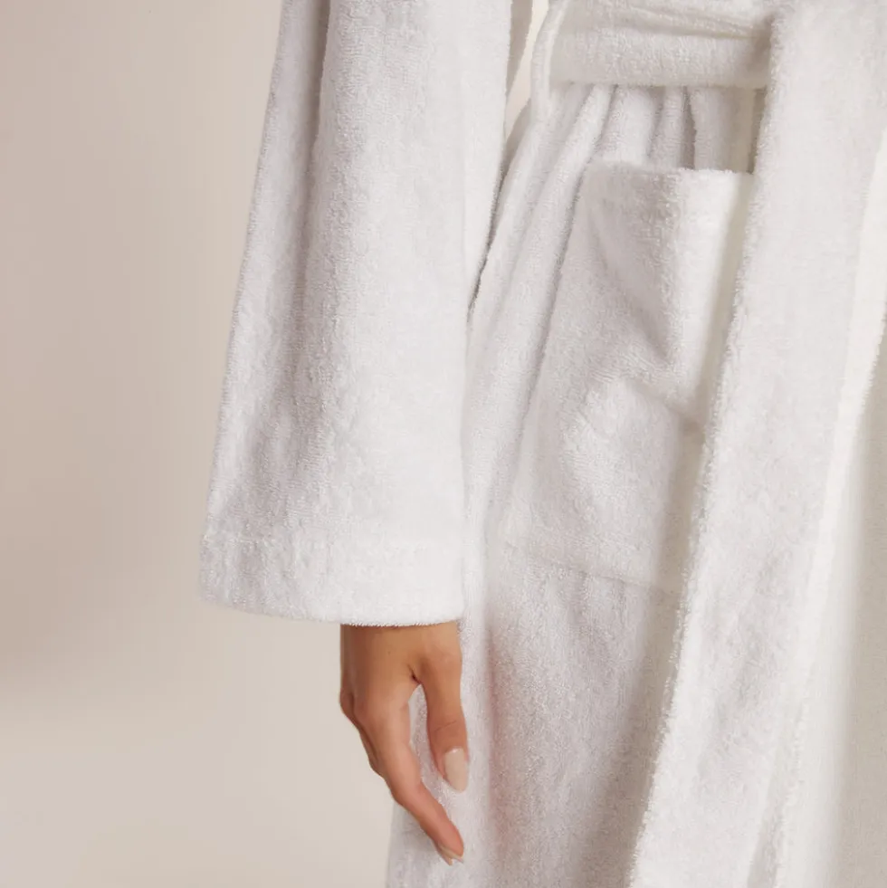 Towelling Dressing Gown - White