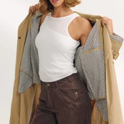Trench avec Finitions en Daim - Sable