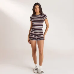T-Shirt en Tricot - Rayures Marron