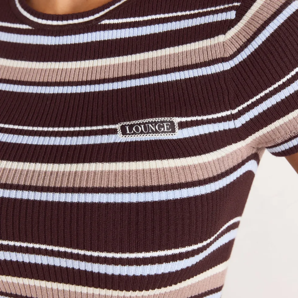T-Shirt en Tricot - Rayures Marron