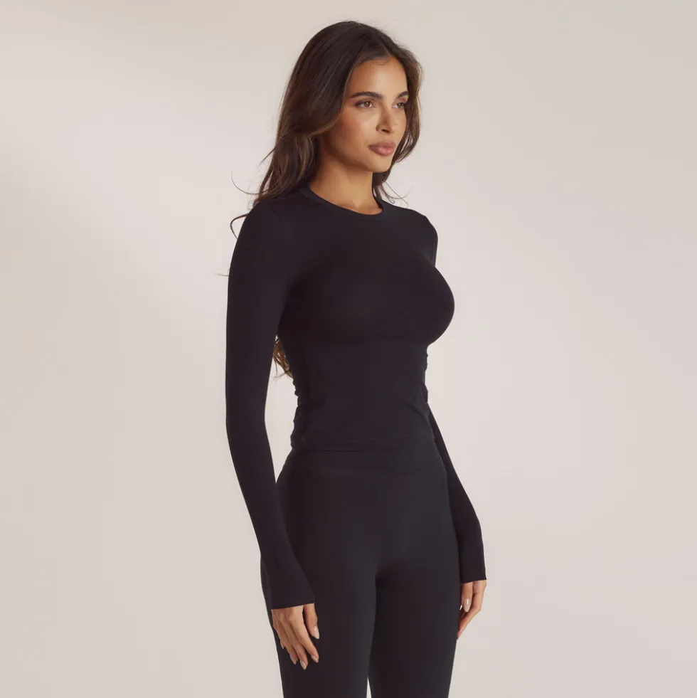 T-Shirt Manches Longues en Coton - Noir