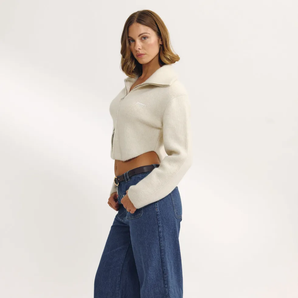 Veste Structurée en Maille - Crème