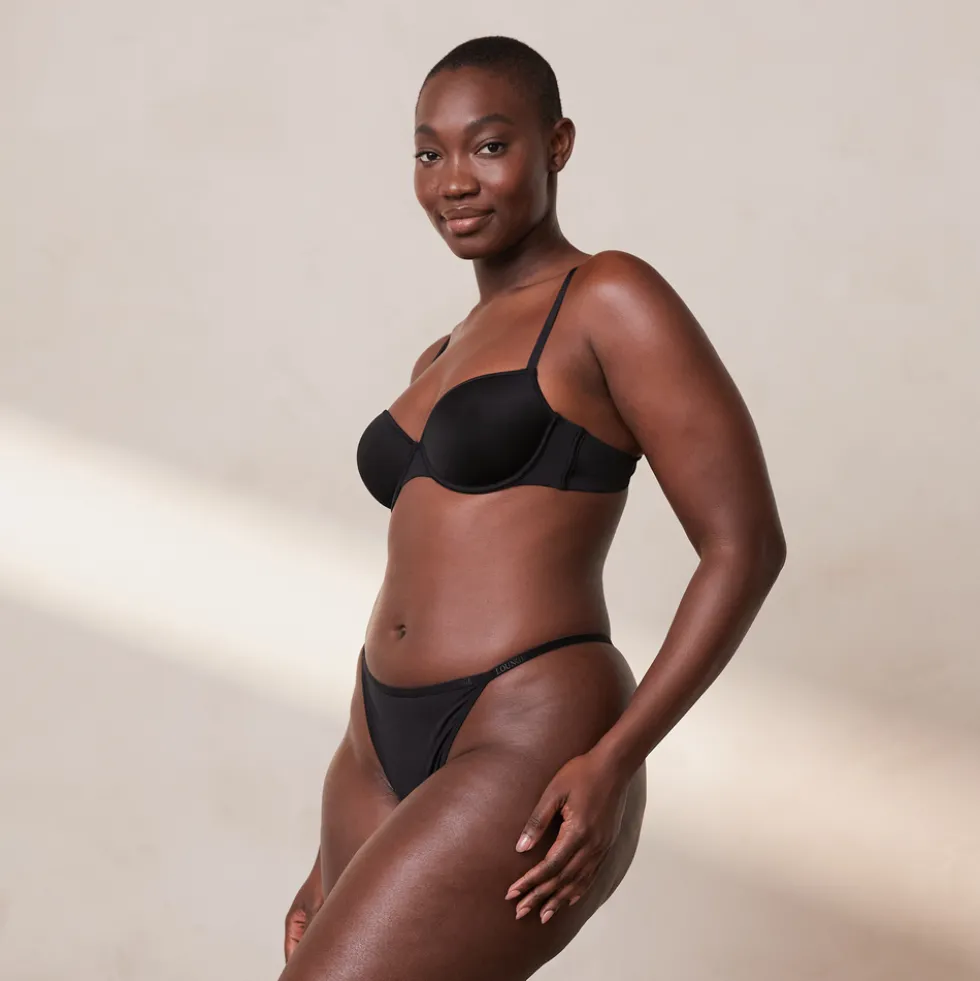 Your Everyday T-shirt Soutien-Gorge et String/Culotte Ensemble - Noir