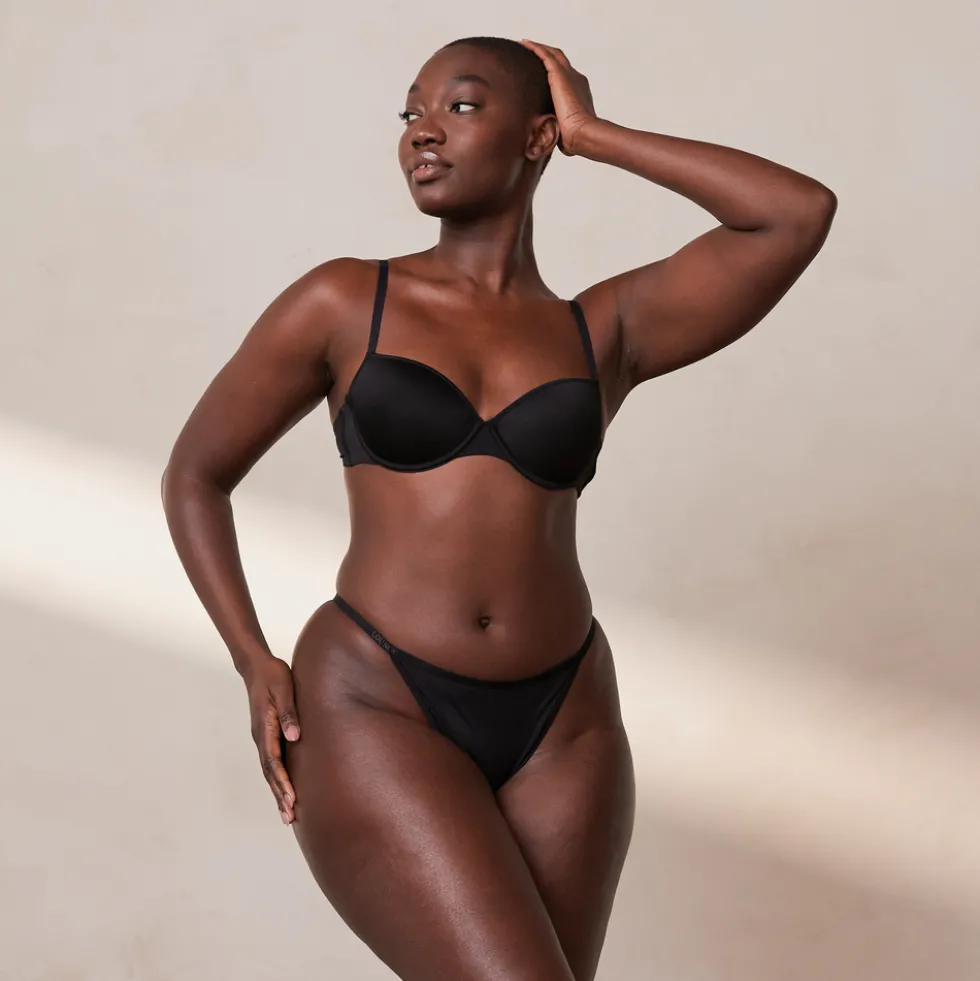 Your Everyday T-shirt Soutien-Gorge et String/Culotte Ensemble - Noir